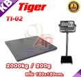 เครื่องชั่งดิจิตอล เครื่องชั่งตั้งพื้น 2000kg ละเอียด200g ยี่ห้อ Tiger รุ่น TI–02 แท่นชั่ง120x120cm (Bluetooth)