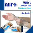 ถุงมือยาง Aiif Plus Vinyl Powder-Free Disposable Gloves ชนิดไม่มีแป้ง ผลิตจาก PVC 