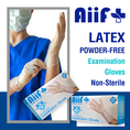 ถุงมือยาง Aiif Plus Latex Powder-Free Examination Gloves ชนิดไม่มีแป้ง ผลิตจากน้ำยางธรรมชาติ 100%