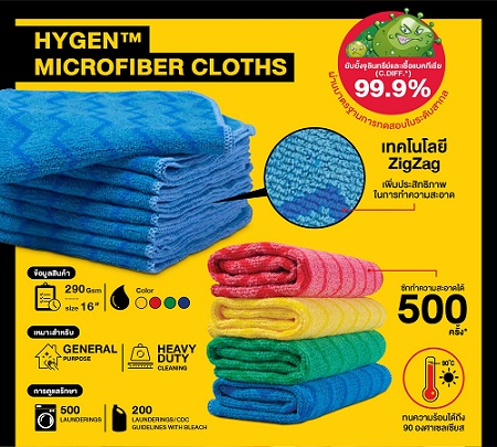 HYGEN  Microfiber  Cloth  ผ้าไมโครไฟเบอร์สี่สีแยกตามประเภทการใช้งาน รูปที่ 1