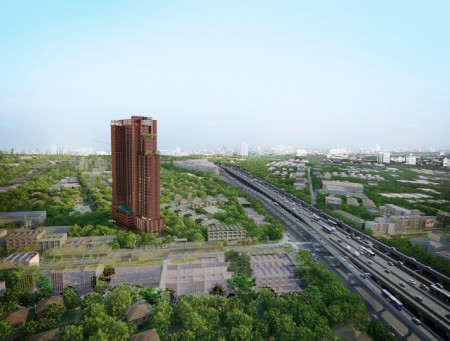 ขาย คอนโด ออกแบบในแนว Modern Chineseลุมพินี เพลส รัชดา-สาธุ 44 ตรม. สวนสวยรอบอาคารในสไตล์สวนจีน ร่มรื่น รูปที่ 9
