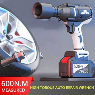 True 600N.M Cordless Electric Wrench 21V Industrial Brushless Impact Wrench For Car Repair Truck Repair Power Tool รูปที่ 1