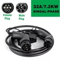 EV Charging Cable 32A 7.2KW for Electric Car Charger Station EVSE Cord Type 2 Female to Male Plug IEC 621962 5M