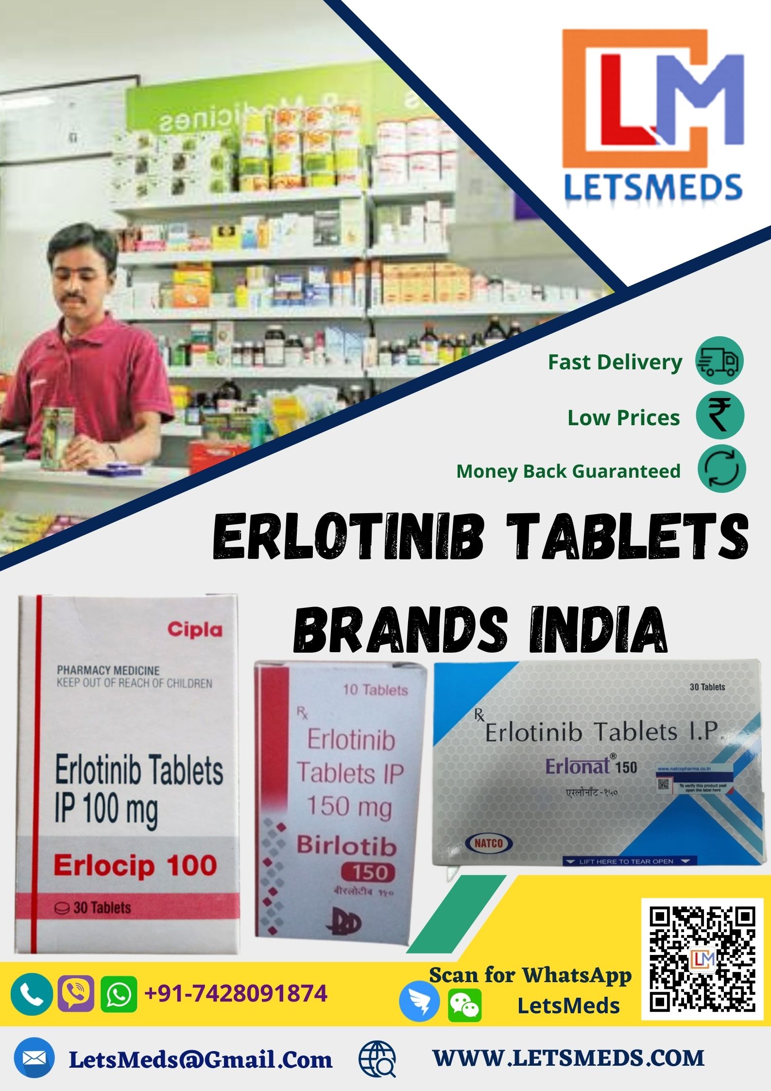 รูปภาพ Indian Erlotinib 150mg Tablets at Affordable Price USA