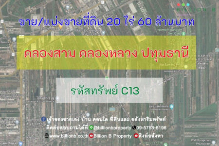 ขาย ที่ดิน ดินขนาด 20 ไร่คลองสามคลองหลวงปทุมธานี 20 ไร่ รูปที่ 1