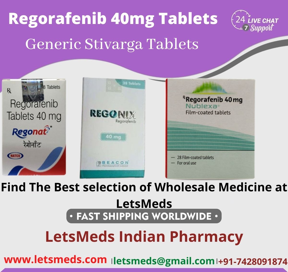รูปภาพ Purchase Regorafenib Tablets Online | Regonat 40mg Tablets | Generic Stivarga Tablets Price UK