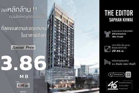 ขาย คอนโด ห้อง Studio The Editor Vertical Village สะพานควาย 28 ตรม. ขายขาดทุนหลักล้าน 46HLS190465002 รูปที่ 1