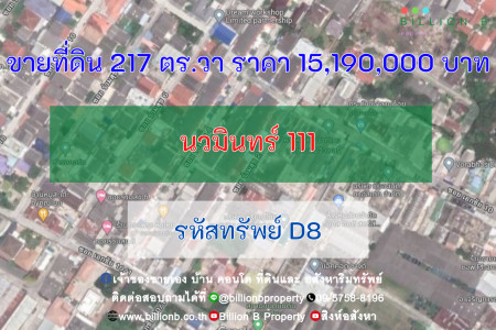 ขาย ที่ดิน ที่ดินเปล่า 217 ตร.วา ซอย นวมินทร์ 111 217 ตร.วา รูปที่ 1