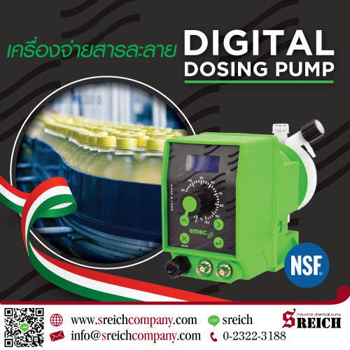 Dosing Pumps เครื่องเติมสารละลายมาตรฐาน NSF สำหรับกระบวนการผลิตน้ำดื่ม รูปที่ 1