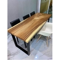 One Piece Solid Wood Dining Table with Black Metal Legs Free Shipping