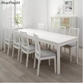 Dining Table and 6 chairs KENDALEN Adjust length White 180  240X90X75H Cm