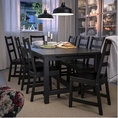 Dining extendable table 210289 x 105 cm  Seats 68  Solid wood  Black