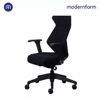 Modernform เก้าอี้รองรับสรีระจากญี่ปุ่น รุ่น FLIP FLAP โครงสีดำ พนักพิงกลาง เบาะและพนักพิง หุ้มผ้าสีดำ ขาไนลอน รูปที่ 1