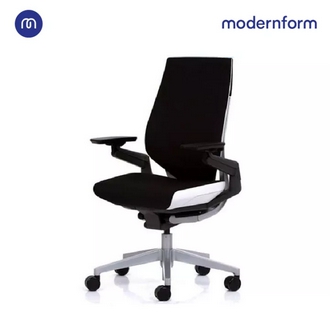 Modernformเก้าอี้ Steelcase ergonomic รุ่นGesture พนักพิงกลางสีเงิน แบบ Wrap โครงเงิน หุ้มผ้าดำ เก้าอี้เพื่อสุขภาพ เก้าอี้ผู้บริหาร เก้าอี้สำนักงาน รูปที่ 1