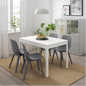 Best Deal !! Table and 4 chairs white blue 120180 cm รูปที่ 1