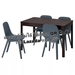 รูปย่อ Best Deal !! Table and 4 chairs dark brown blue 120180 cm รูปที่4