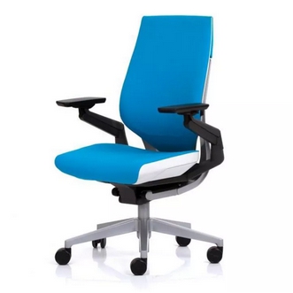 Modernform เก้าอี้ Steelcase ergonomic รุ่น Gesture พนักพิงกลาง แบบ Wrap โครงเงิน หุ้มผ้าสีฟ้า เก้าอี้เพื่อสุขภาพ รูปที่ 1