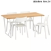 รูปย่อ โต๊ะและเก้าอี้ 4 ตัว ไม้ไผ่ขาว ขาว 150 ซม Table and 4 chairs white bamboo white 150 cm รูปที่1