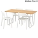 รูปย่อ โต๊ะและเก้าอี้ 4 ตัว ไม้ไผ่ขาว ขาว 150 ซม Table and 4 chairs white bamboo white 150 cm รูปที่2