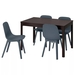 รูปย่อ Best Deal !! Table and 4 chairs dark brown blue 120180 cm รูปที่2