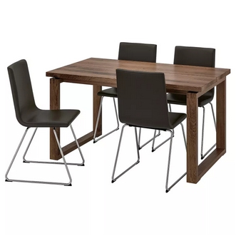 Best Deal !! Table and 4 chairs brown Bomstad black 140x85 cm รูปที่ 1