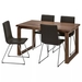 รูปย่อ Best Deal !! Table and 4 chairs brown Bomstad black 140x85 cm รูปที่1