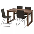 Best Deal !! Table and 4 chairs brown Bomstad black 140x85 cm