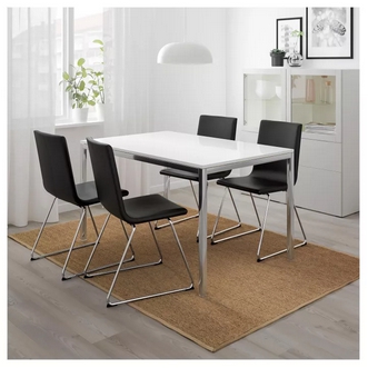 Best Deal !! Table and 4 chairs highgloss white Bomstad black รูปที่ 1