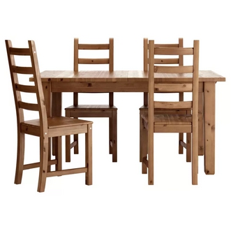 Best Deal !! Table and 4 chairs antique stain 147 cm รูปที่ 1