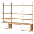 Best Deal !! Wallmounted workspace combination bamboo white 213x35x176 cm