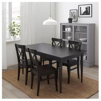 Best Deal !! Table and 4 chairs black brownblack 155215 cm รูปที่ 1