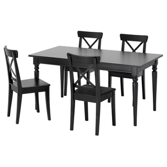 Best Deal !! Table and 4 chairs black brownblack 155 cm รูปที่ 1