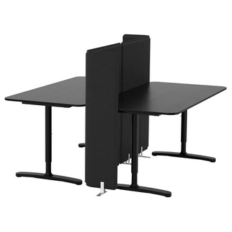 Best Deal !! Desk with screen black stained ash veneer black 160x160 120 cm รูปที่ 1