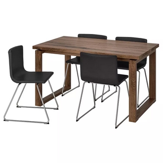 Best Deal !! Table and 4 chairs brown Mjuk dark brown 140x85 cm รูปที่ 1