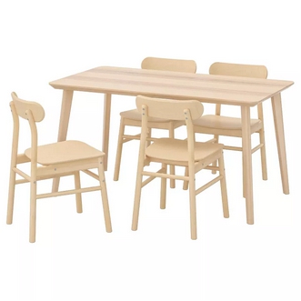 Best Deal !! Table and 4 chairs ash veneer birch 140x78 cm รูปที่ 1