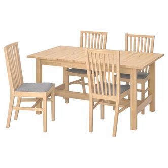 Best Deal !! Table and 4 chairs birch Isunda grey 155 cm รูปที่ 1