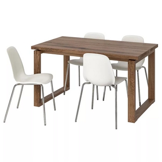 Best Deal !! Table and 4 chairs brown white 140x85 cm รูปที่ 1