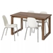 รูปย่อ Best Deal !! Table and 4 chairs brown white 140x85 cm รูปที่1