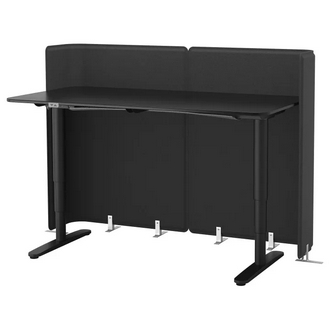 Best Deal !! Reception desk sitstand black stained ash veneer black 160x80 120 cm รูปที่ 1