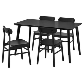 Best Deal !! Table and 4 chairs black black 140x78 cm รูปที่ 1