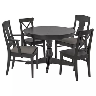 Best Deal !! Table and 4 chairs black Nolhaga greybeige 110155 cm รูปที่ 1