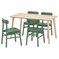 Best Deal !! Table and 4 chairs ash veneer green 140x78 cm