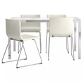 Best Deal !! Table and 4 chairs glass white Kavat white 135 cm