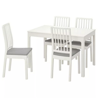 Best Deal !! Table and 4 chairs white Orrsta light grey 120180 cm รูปที่ 1