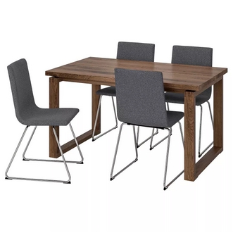 Best Deal !! Table and 4 chairs brown Gunnared medium grey 140x85 cm รูปที่ 1