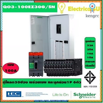 Schneider Electric QO3100EZ30GSN ตู้โหลดเซ็นเตอร์ แบบ เมนเบรกเกอร์ 100A 3เฟส 4 สาย 30ช่อง เป็นชุดถูกกว่า ยอดขายดีอันดับหนึ่ง รูปที่ 1