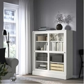 Storage unit with plinth 2 sliding doors with clear tempered glass shelves. Maximum load  shelf 32 kg  Solid pine wood  Dark brown