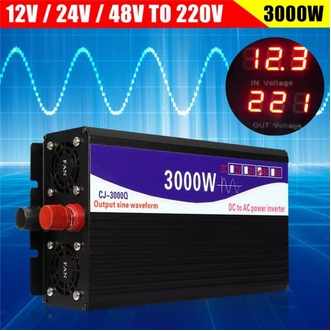 3000W Car Inverter Pure Sine Wave Inverter DC 12V24V To AC 220V LED Digital Display Transformer Power Inverter Supply รูปที่ 1