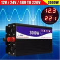 3000W Car Inverter Pure Sine Wave Inverter DC 12V24V To AC 220V LED Digital Display Transformer Power Inverter Supply