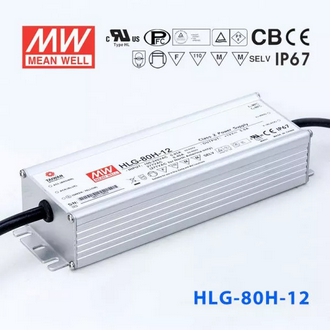 Mean Well HLG80H Series for Streethighbaygreenhouseparking meanwell 80W Constant Voltage Constant Current LED Driver รูปที่ 1